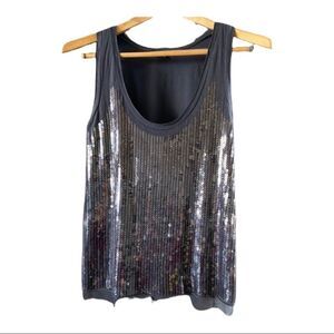 J. Crew Midnight Blue Tissue Sequin Panel Tank XS